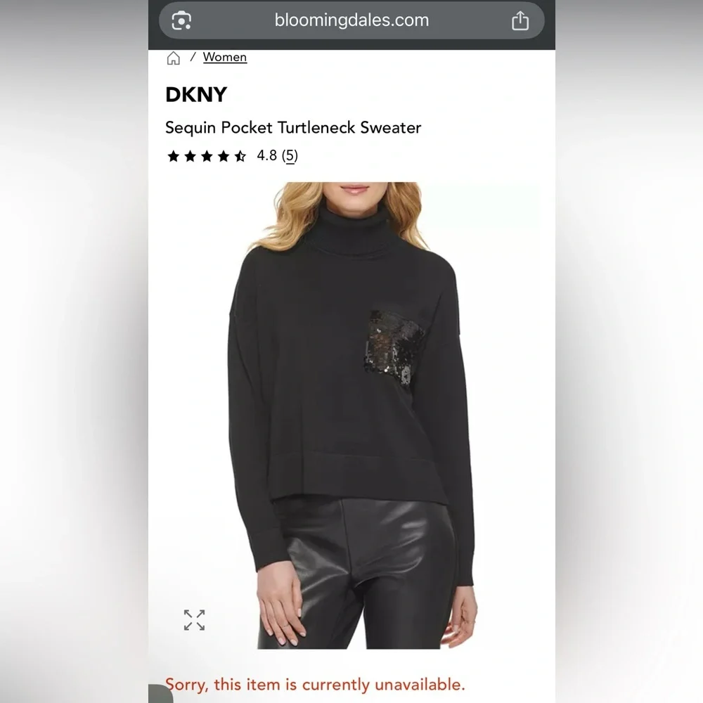DKNY Sequin Pocket Turtleneck Sweater S